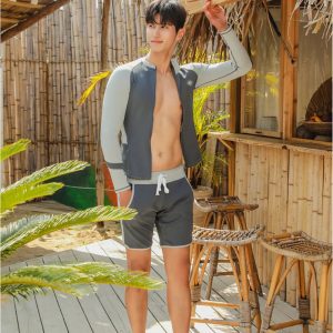 Maillot de bain gris et bleu islamique pour homme