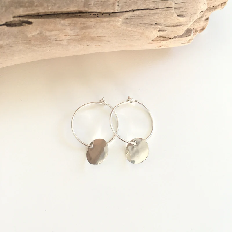 Créoles "Médaille" martelée argent