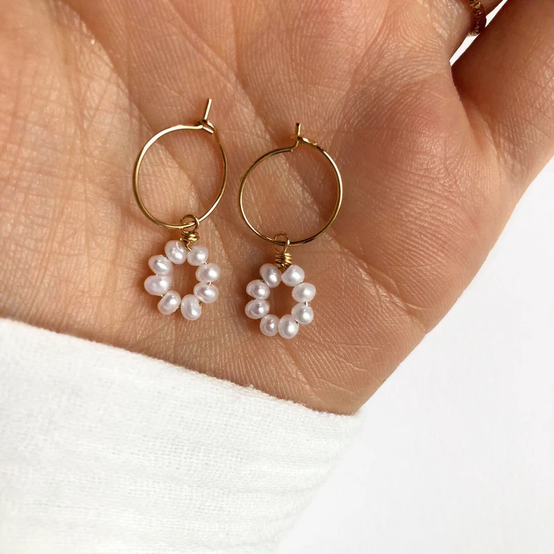 Créoles "Nolia" perles plaqué or