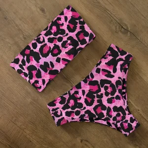 Maillot de Bain Bandeau Léopard Couleur Fluo