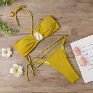 Maillot de Bain Jaune Sexy