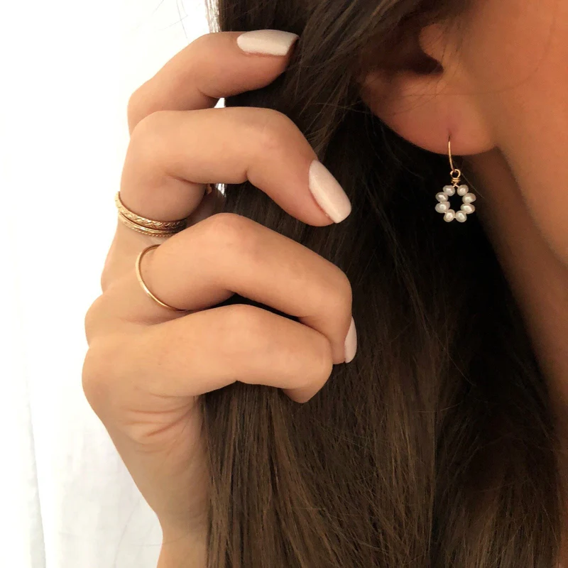 Créoles "Nolia" perles plaqué or – Image 2