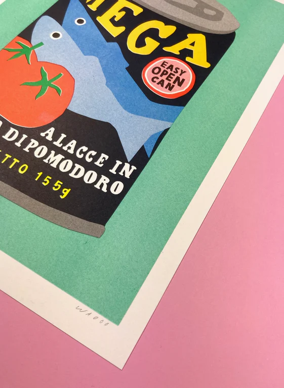 affiche 30x40 cm risographie signée Boite de sardines à la tomate – Image 2