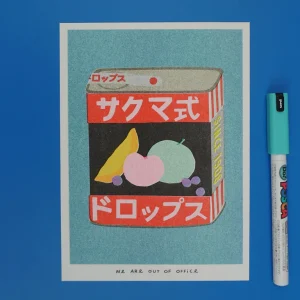 affichette art risographie Boîte de conserve de Sakuma Drops