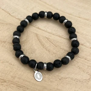 Bracelet "Peter" pierre de lave acier