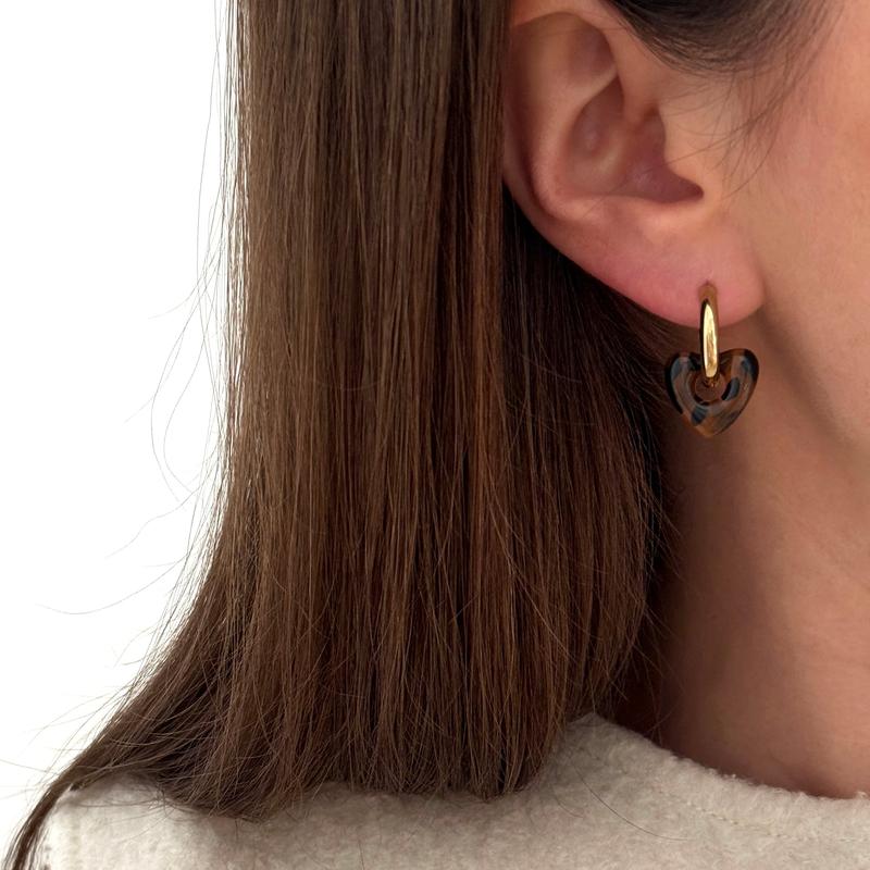 Créoles "Mini Stelo" acier doré – Image 4