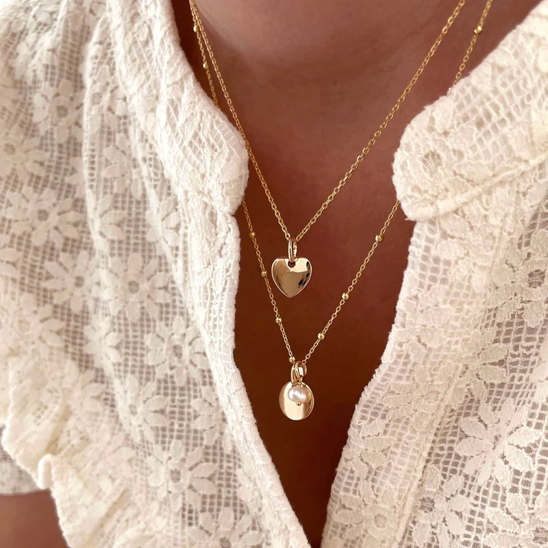 Pendentif "Mini coeur bombé" plaqué or – Image 2