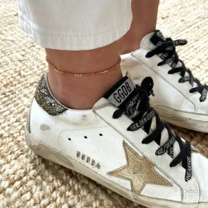 Chaîne de cheville "Hamin" pierre de soleil plaqué or