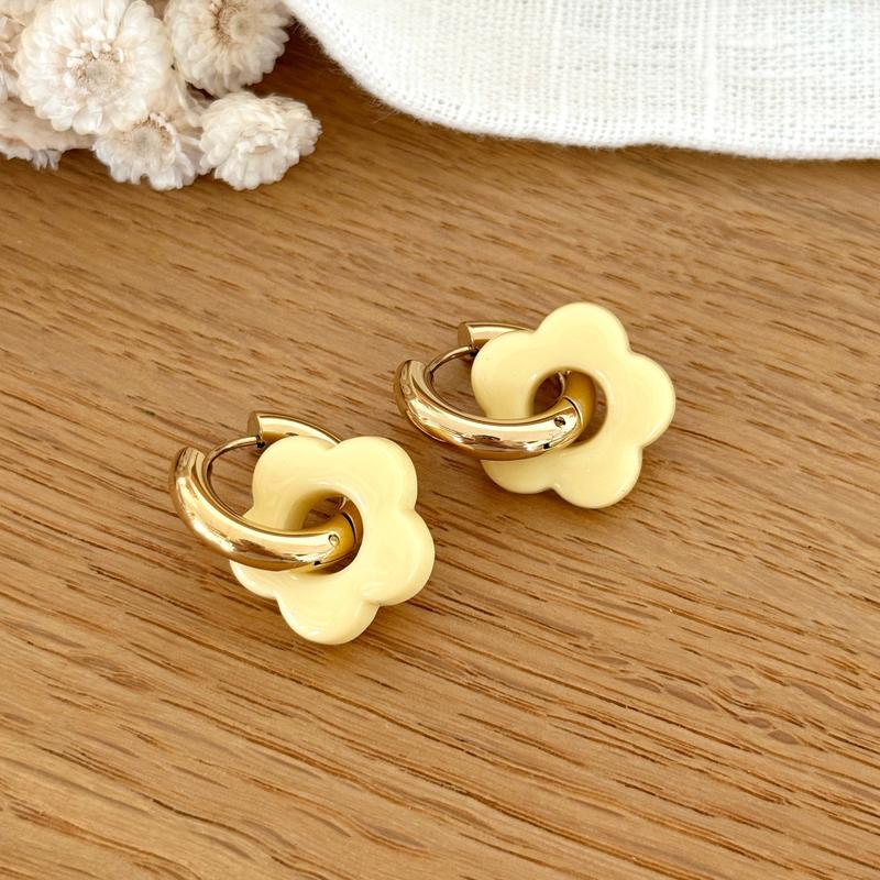 Créoles "Flora" jaune mat acier