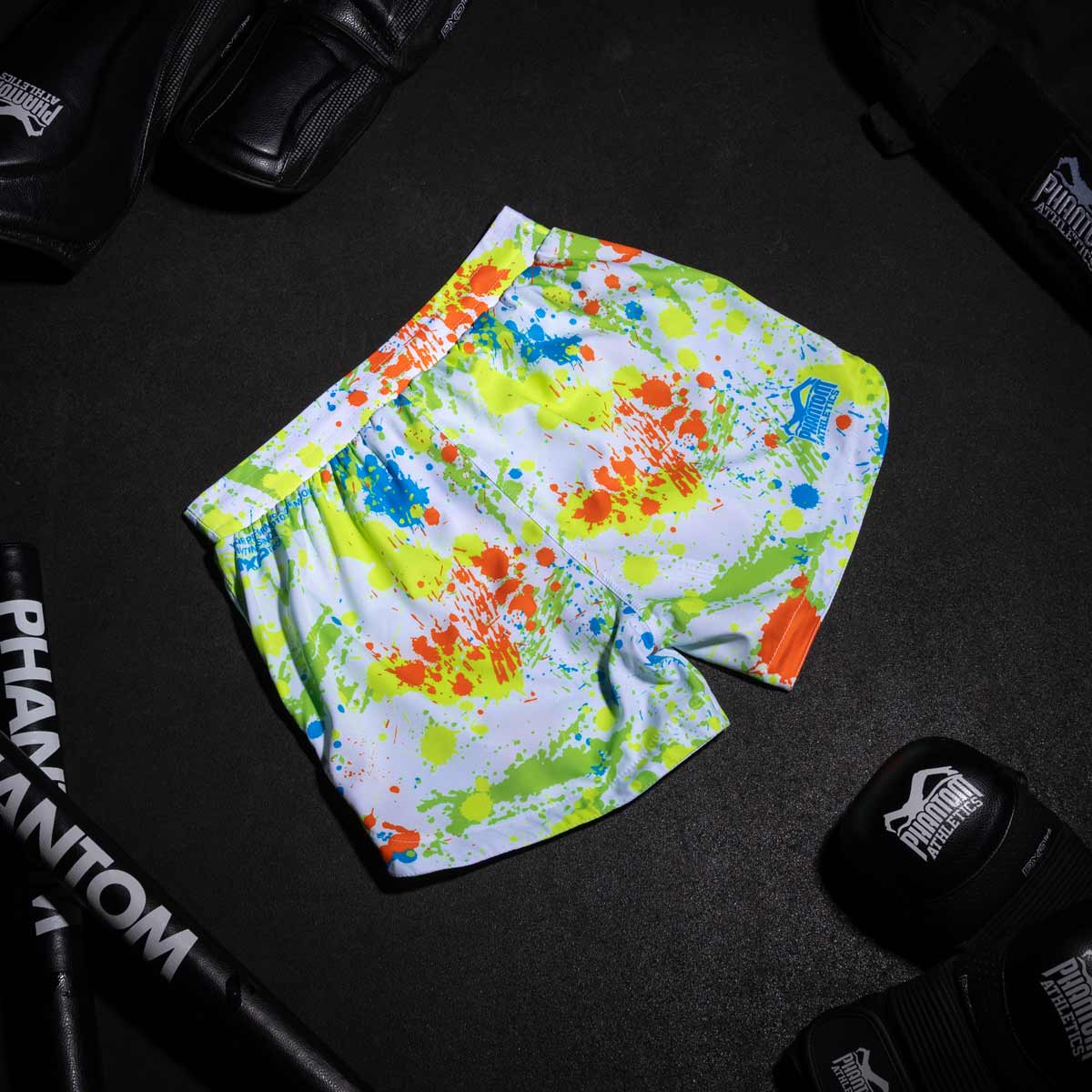 Fightshorts FUSION Splatter - Weiß/Neon – Image 4