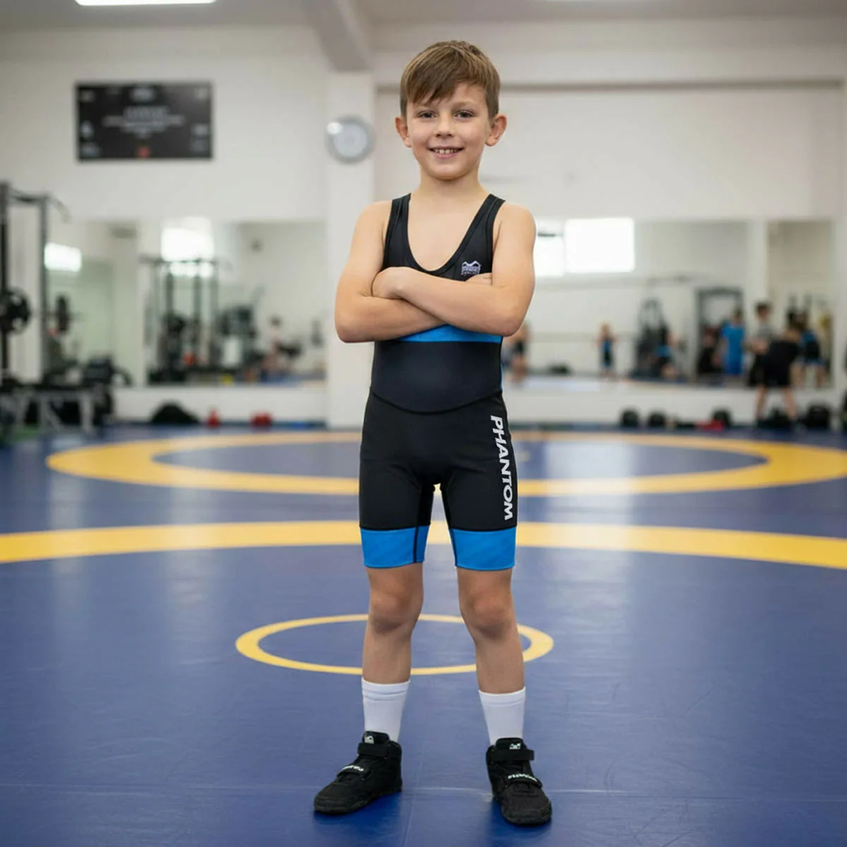 Kinder Ringerschuhe Phantom ROOKIE mit Klettverschluss - Schwarz – Image 5