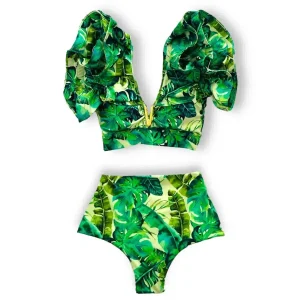 Maillot de Bain Motif Feuillage Tropical