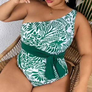 Maillot de Bain Grande Taille avec Imprimé Feuillage