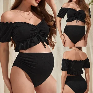 Maillot de Bain Grossesse Noir à Dentelle