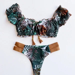 Maillot de Bain Tropical à Cordes Sexy