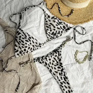 Maillot de Bain Léopard String Haut Triangle