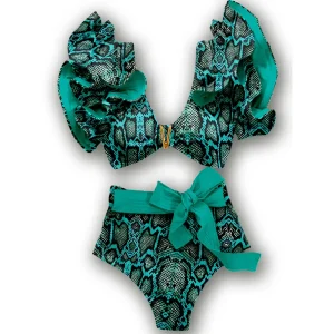 Maillot de Bain Imprimé Serpent Vert