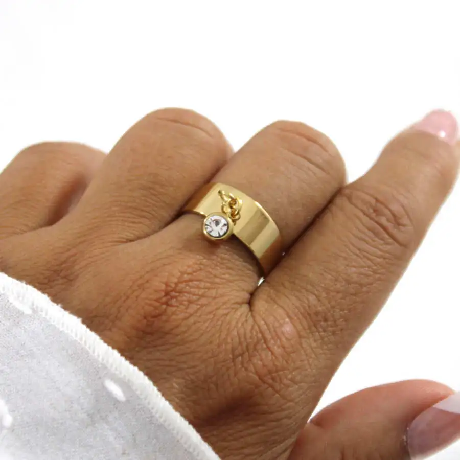 Bague Breloque ZIRCON ACIER INOXYDABLE – Image 3