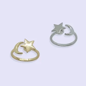 Bague ANTI-STRESS LUNE ET ETOILE