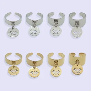 Bague Breloque FLEUR DE LOTUS ACIER INOXYDABLE