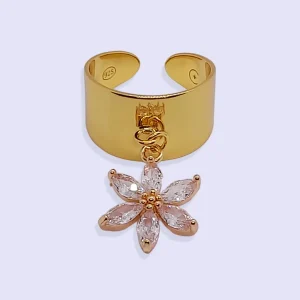 Bague Breloque FLEUR PLAQUÉ OR
