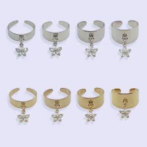 Bague Breloque FLEUR ZIRCON ACIER INOXYDABLE