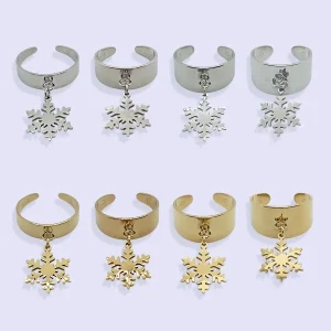 Bague Breloque FLOCON ACIER INOXYDABLE