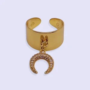 Bague Breloque LUNE PLAQUÉ OR