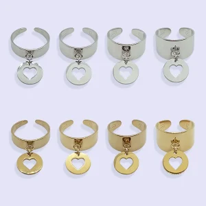 Bague Breloque MÉDAILLE COEUR ACIER INOXYDABLE