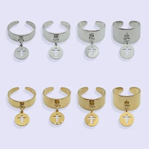 Bague Breloque MÉDAILLE CROIX ACIER INOXYDABLE