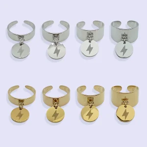 Bague Breloque MÉDAILLE ÉCLAIR ACIER INOXYDABLE