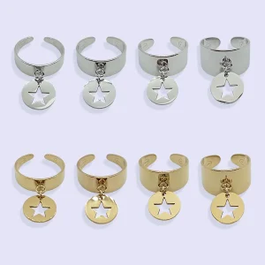 Bague Breloque MÉDAILLE ÉTOILE ACIER INOXYDABLE