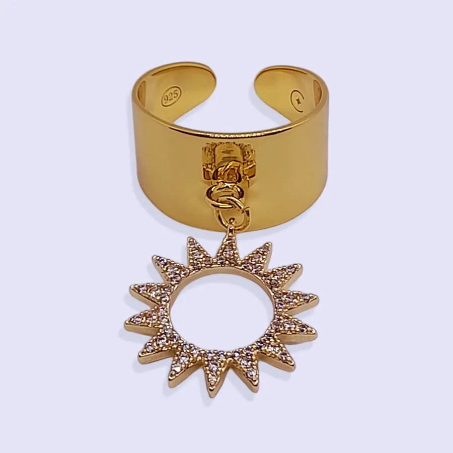 Bague Breloque SOLEIL ROND PLAQUÉ OR