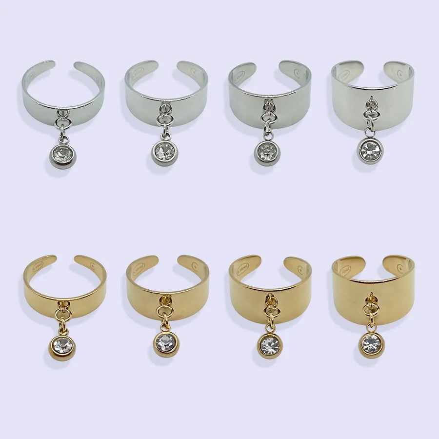 Bague Breloque ZIRCON ACIER INOXYDABLE