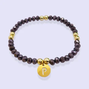 Bracelet INITIALE GRIS METALLIQUE