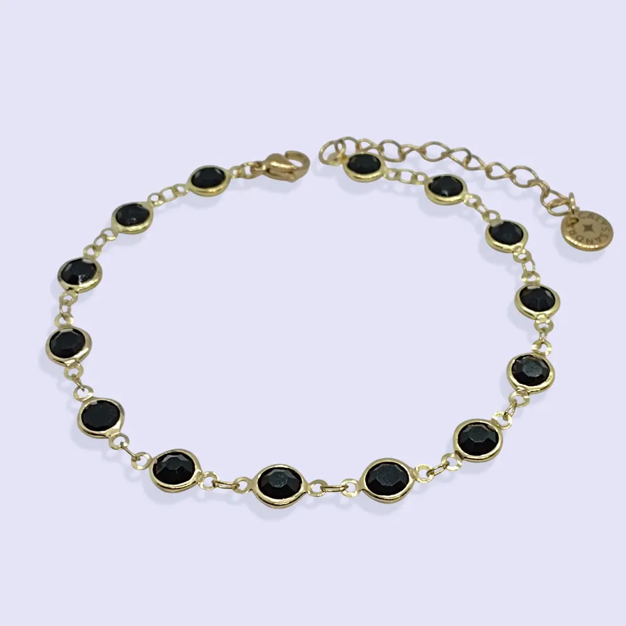 Chaîne de cheville STRASS NOIRS