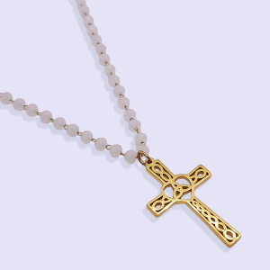 Collier CROIX PERLES BLANCHES