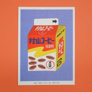 affichette art risographie Boîte de café au lait