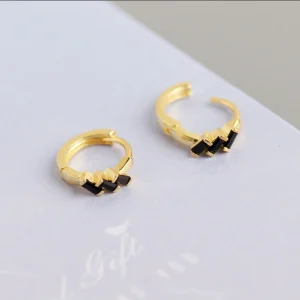 Boucles d'oreilles Mini Créole Zircon Noir
