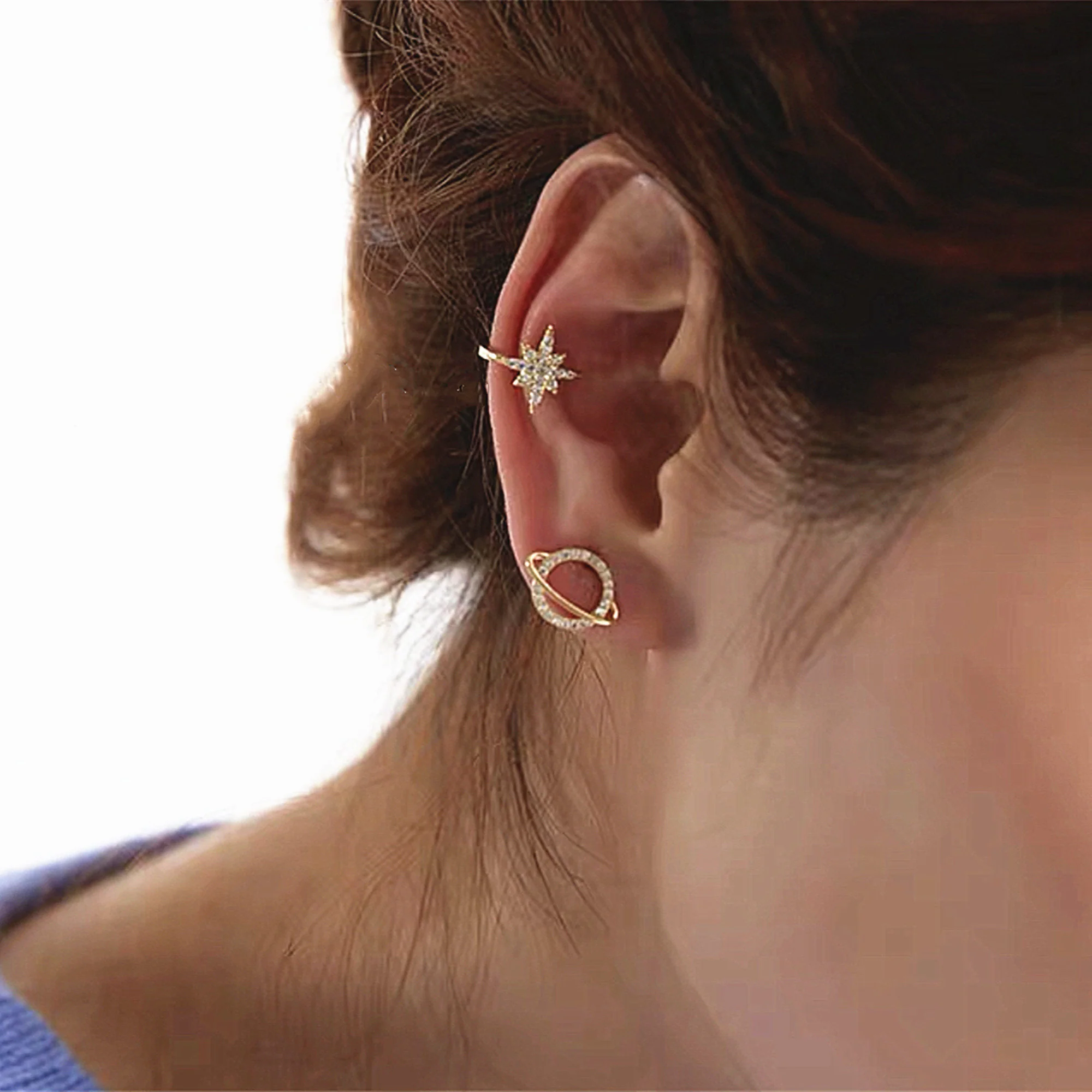 Boucle d’Oreilles Sans perçage Etoile du Nord