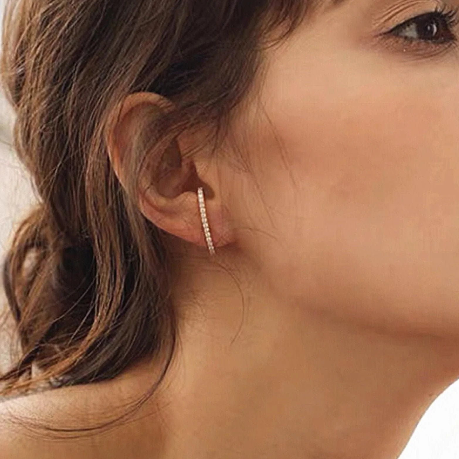 Boucles d'oreilles Manchette de Lobe Zircons