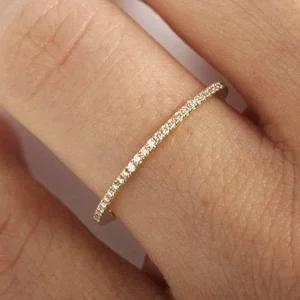 Bague Anneau Zircon Blanc Fine