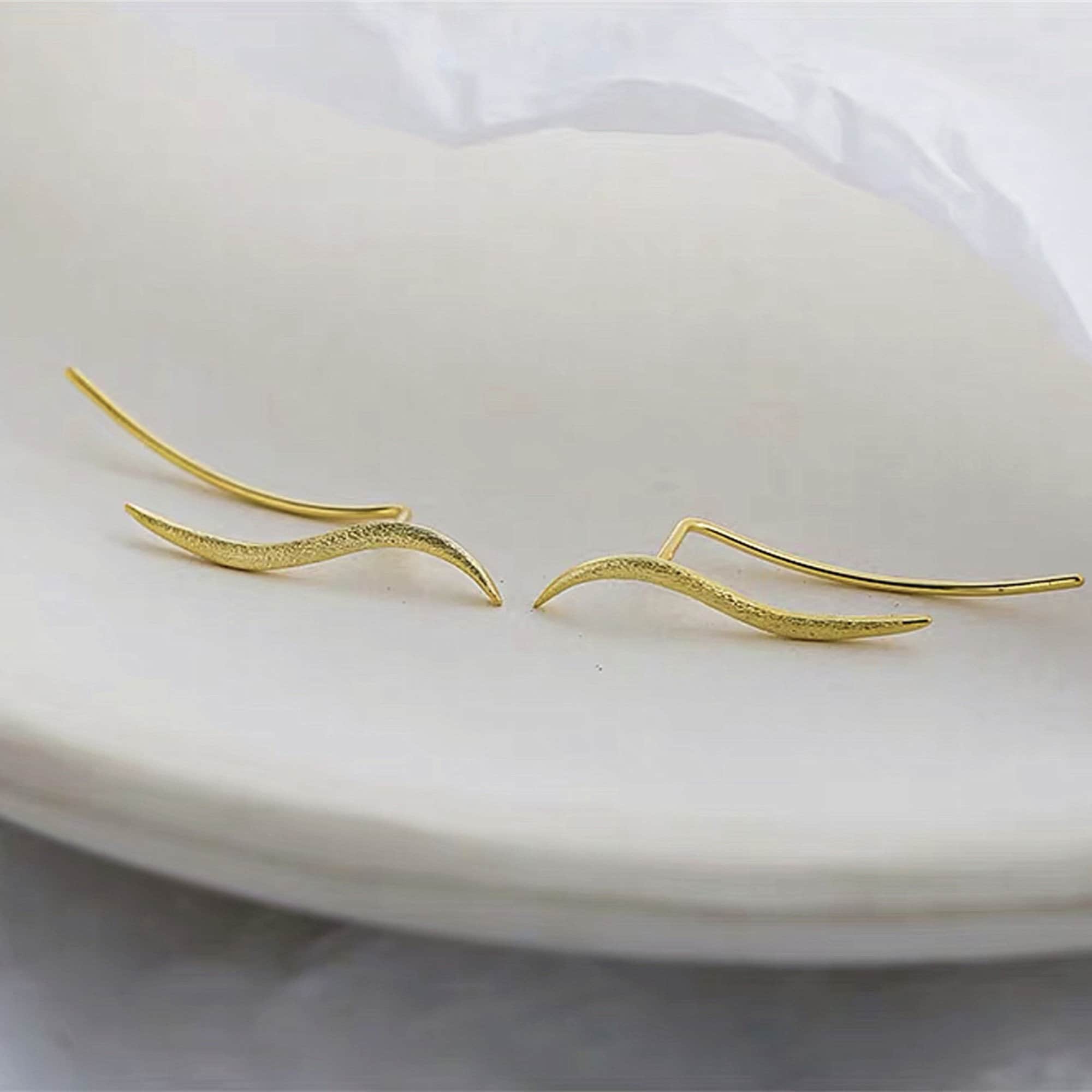 Boucles d'oreilles Grimpantes Forme Vague – Image 2