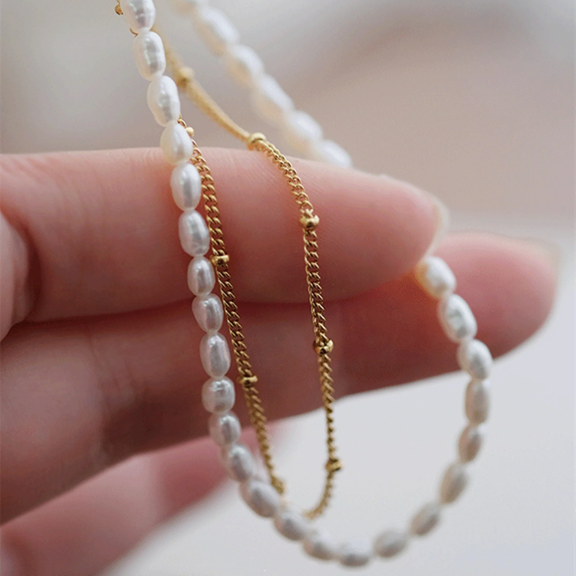 Collier Double Rangs Chaîne Billes et Chaine Perles – Image 7