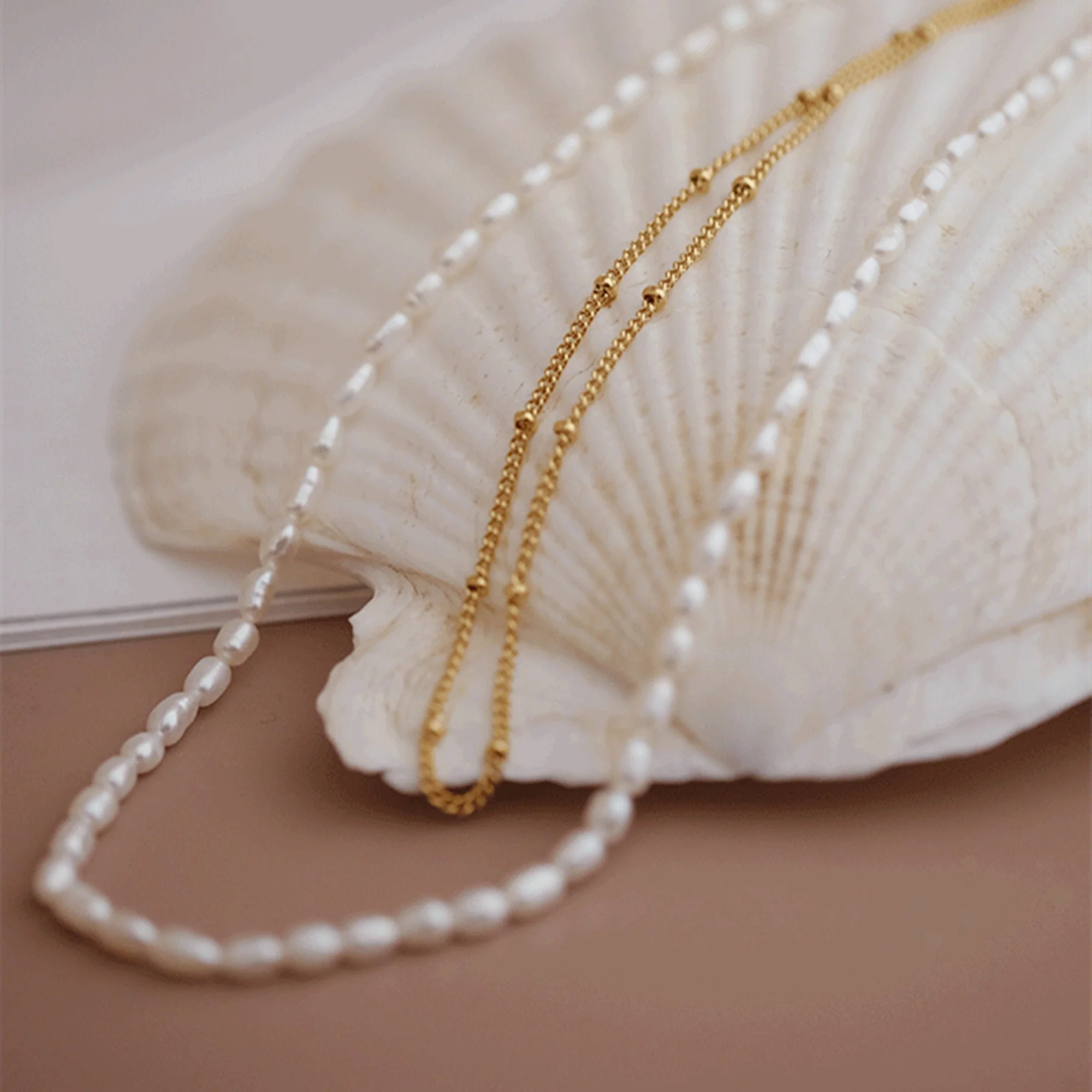 Collier Double Rangs Chaîne Billes et Chaine Perles – Image 4