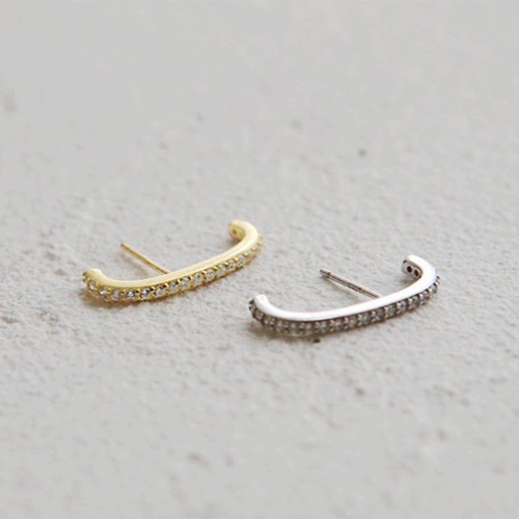 Boucles d'oreilles Manchette de Lobe Zircons – Image 4