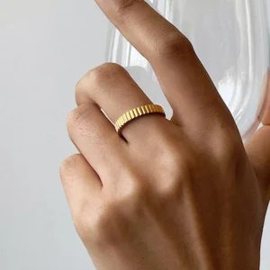 Bague Anneau Fine Forme Pneu Texturé