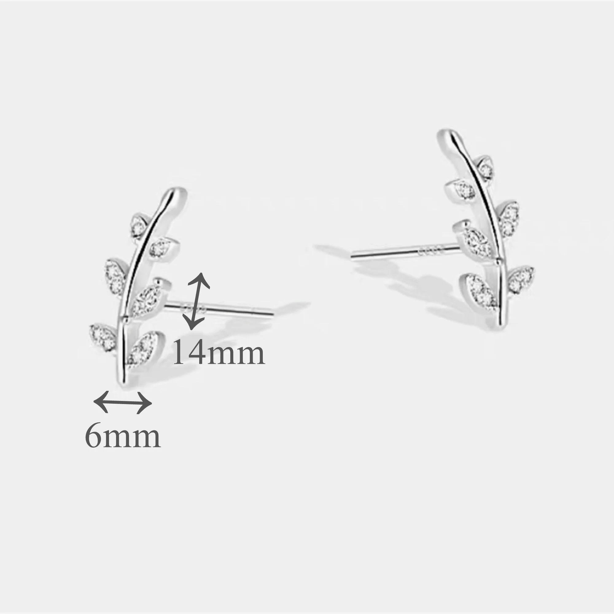 Boucles d'oreilles Puces feuilles avec Zircons – Image 2