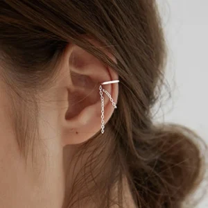 Boucle d'oreille Sans Perçage Chaîne Argent