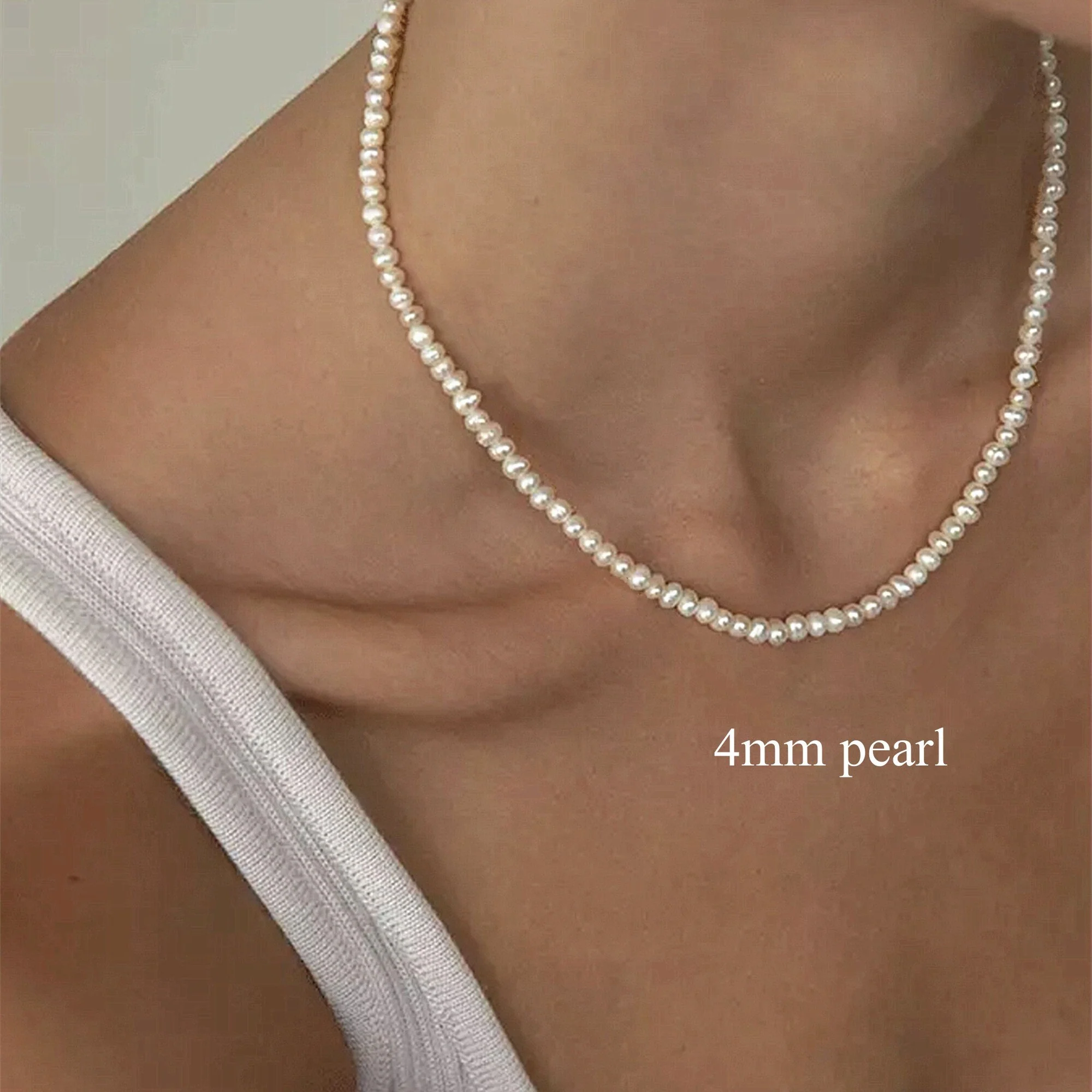 Collier Vraie Perle de Culture Blanche Baroque – Image 2